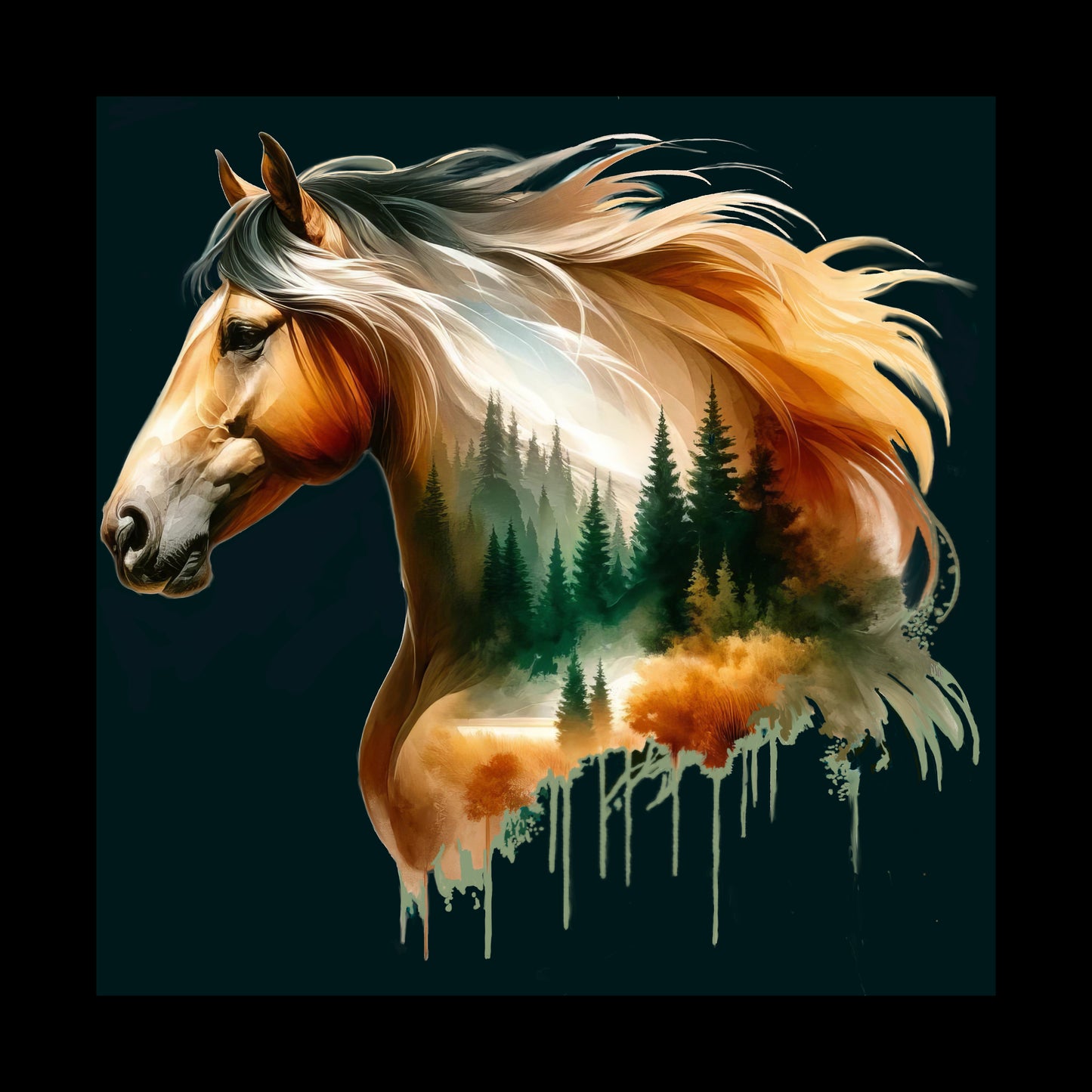 Black Glossy Mug Wild Horses 02