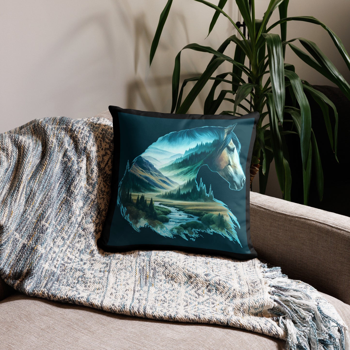 Basic Pillow Wild Horse 03Blk