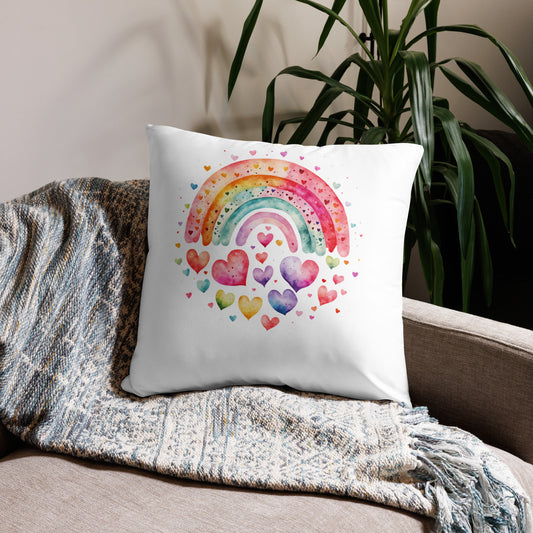 Basic Pillow "Rainbow and Hearts" Falling hearts