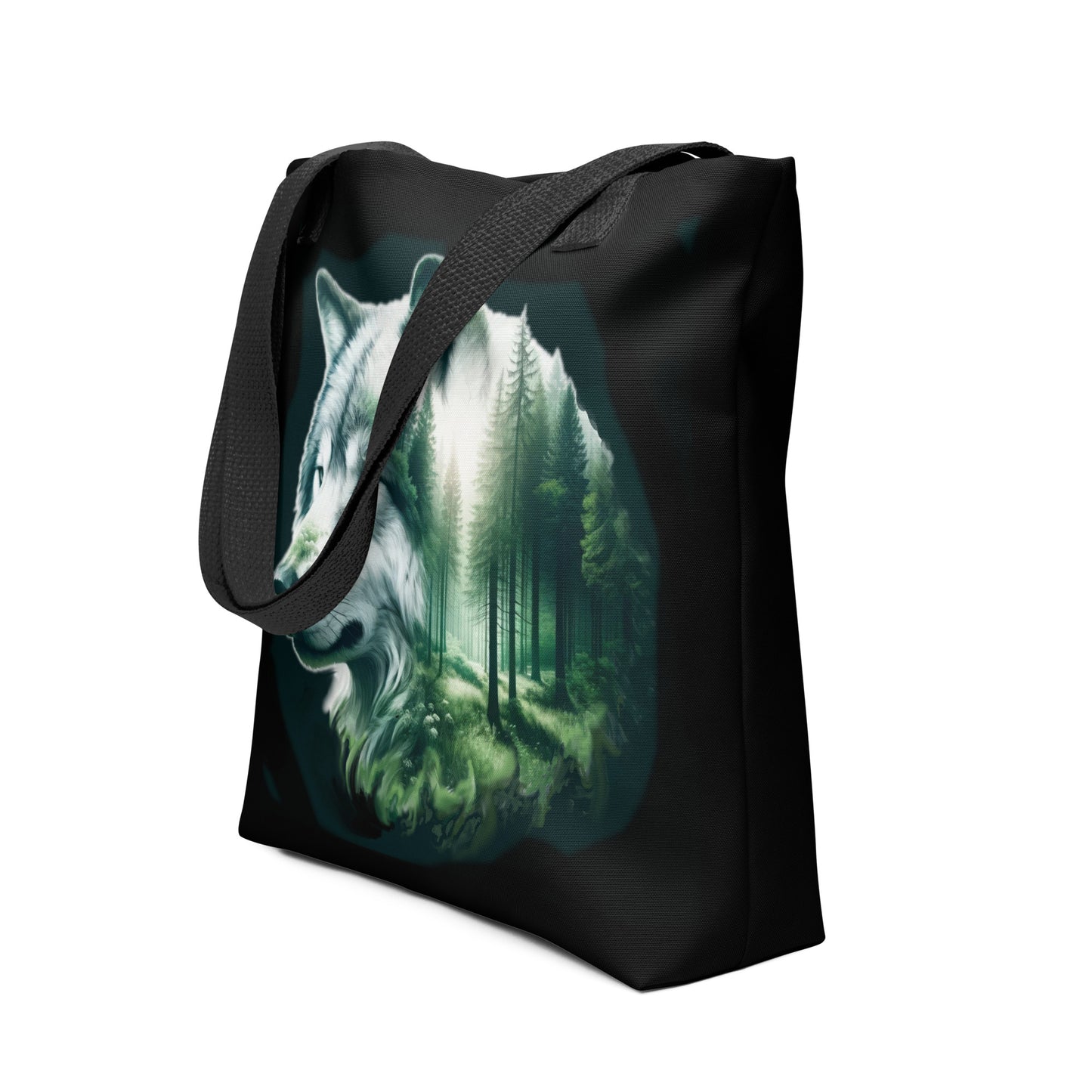 Tote bag Wolf in the Green with Black