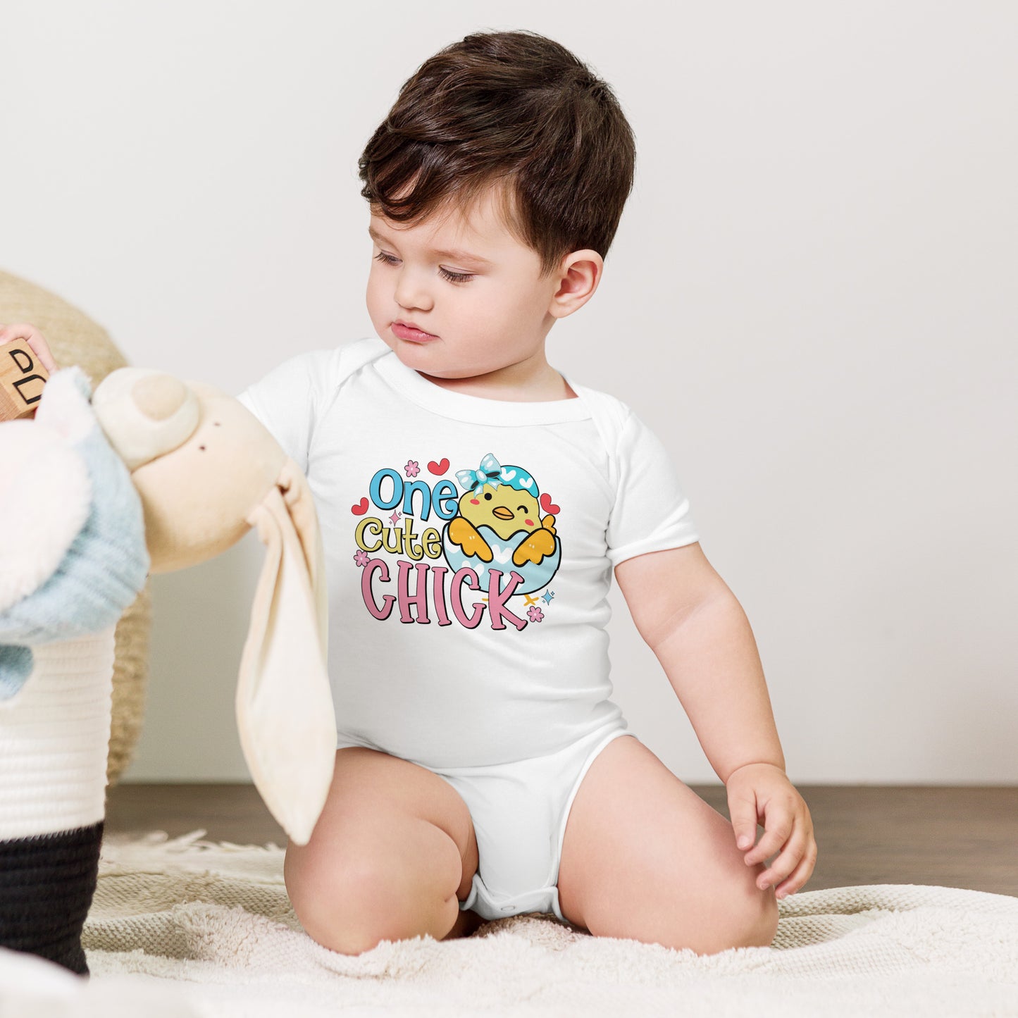 Baby short sleeve one piece, One Cute Chick, Easter