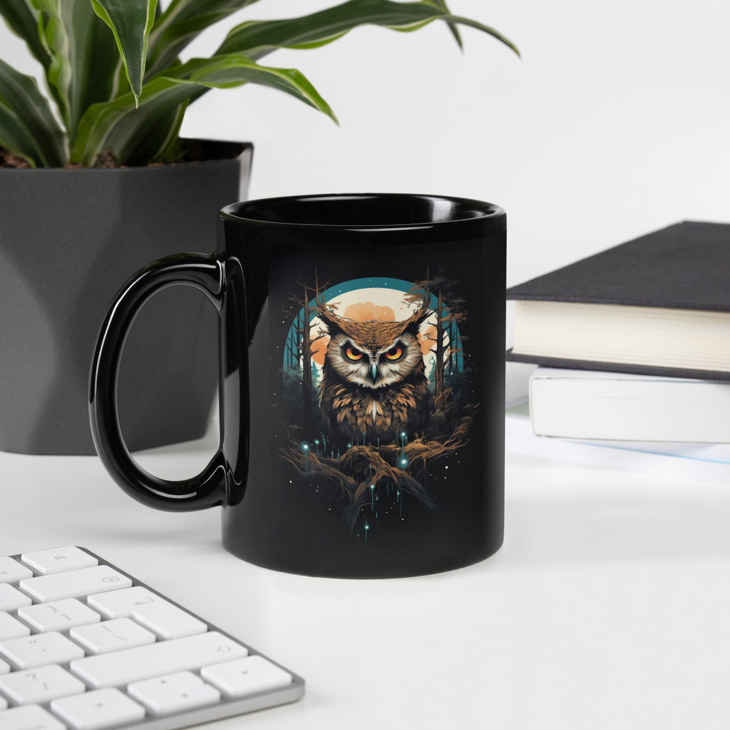 Evil Eye Owl - Black Glossy Mug