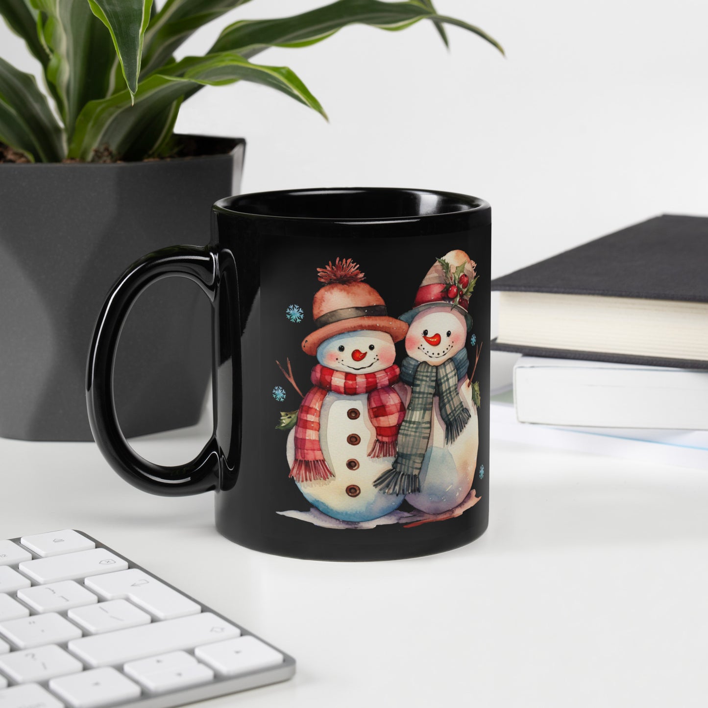 Mr. & Mrs. Snowman - Black Glossy Mug
