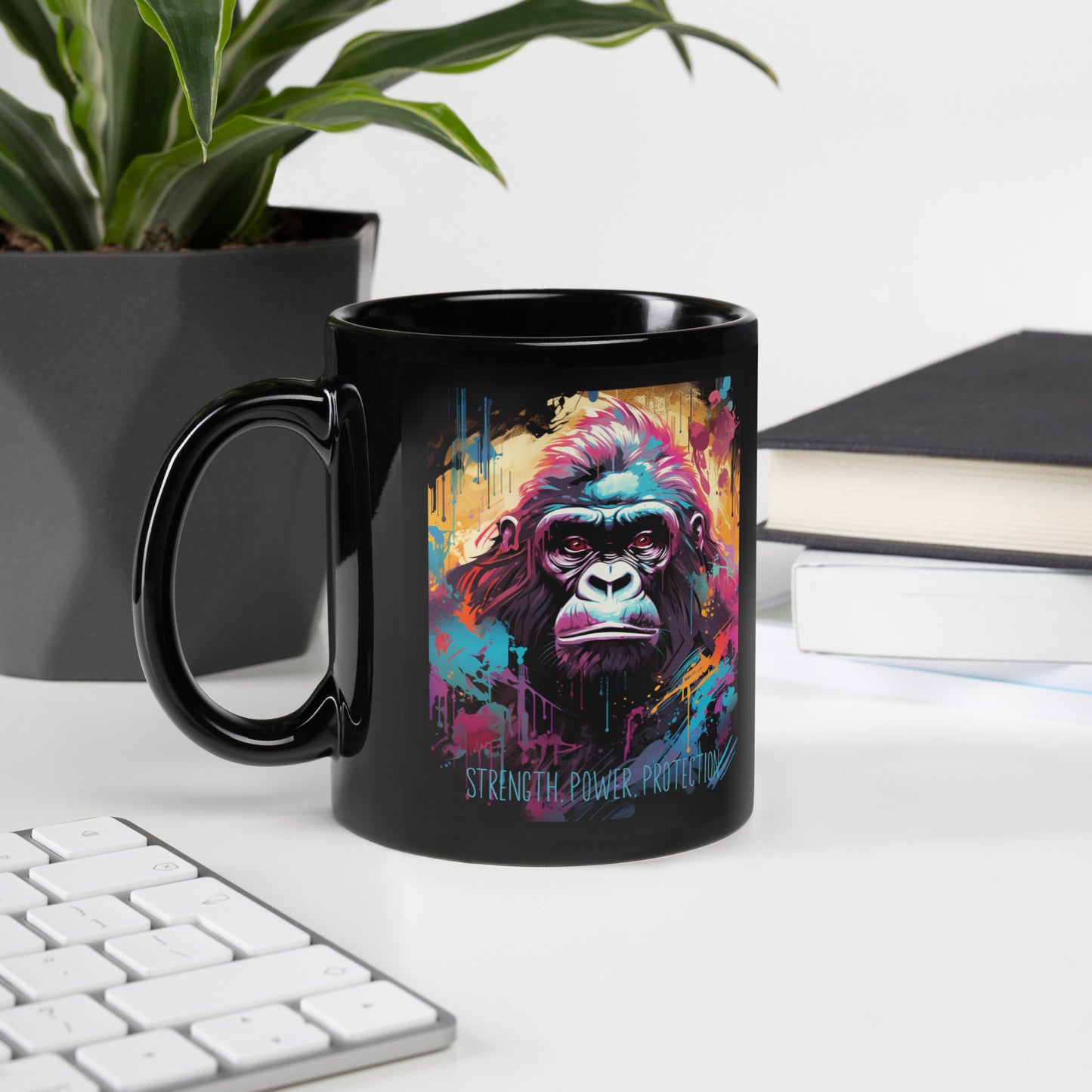 Gorilla "Strength" - Black Glossy Mug