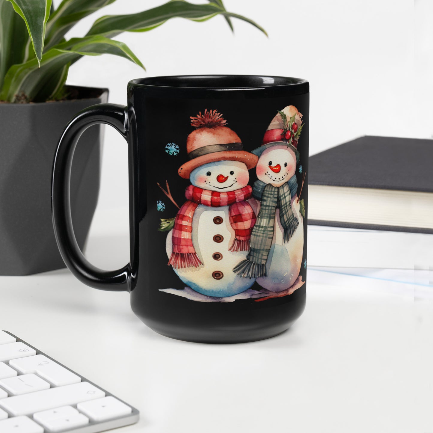 Mr. & Mrs. Snowman - Black Glossy Mug