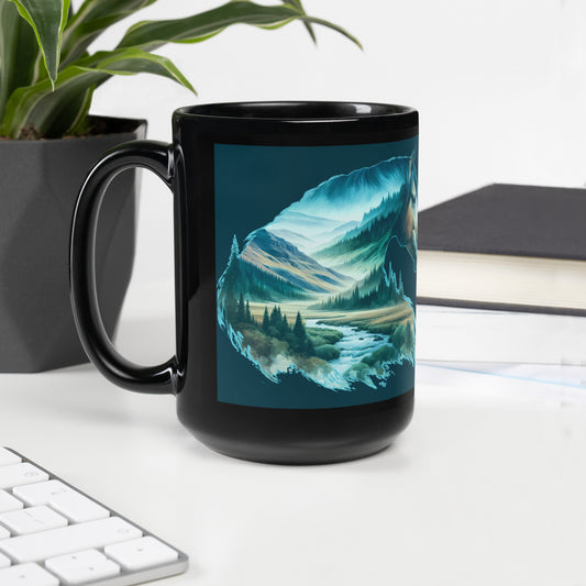 Black Glossy Mug Wild Horses 03Blk