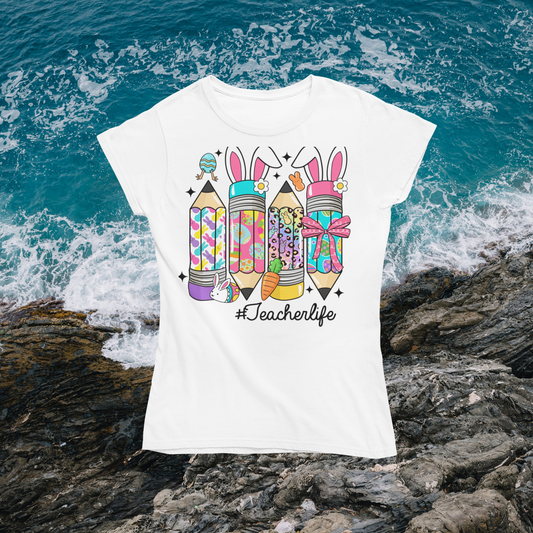 Unisex classic tee "Easter Pencils, Bunny Ears & Bow #TeacherLife"