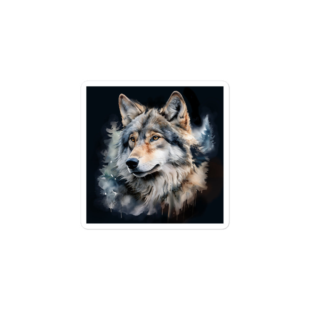 Bubble-free stickers Watercolor Wolf 03