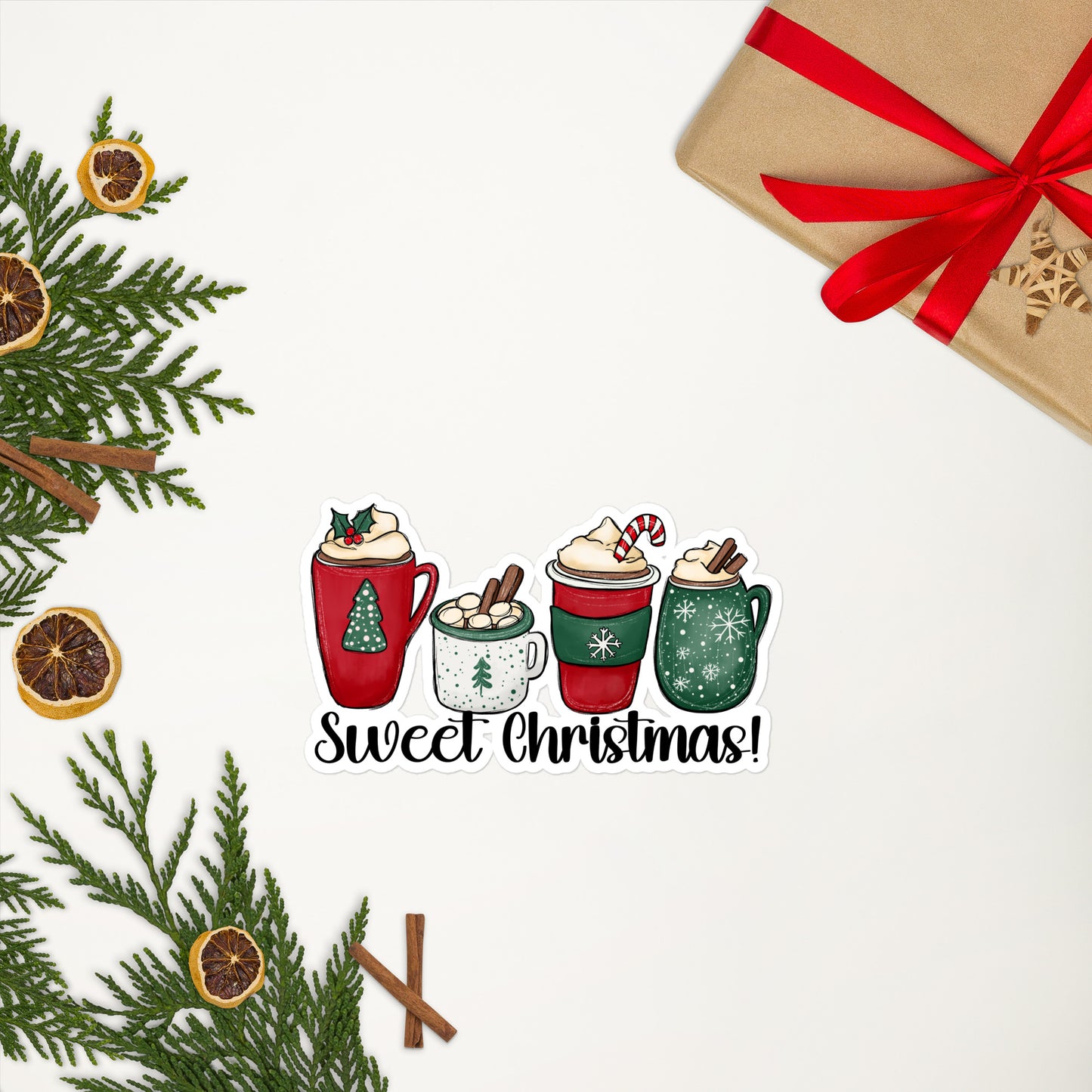 Sweet Christmas Hot Chocolate - Bubble-free stickers