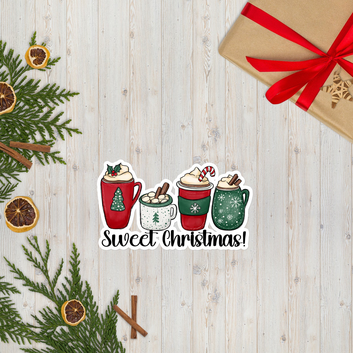 Sweet Christmas Hot Chocolate - Bubble-free stickers