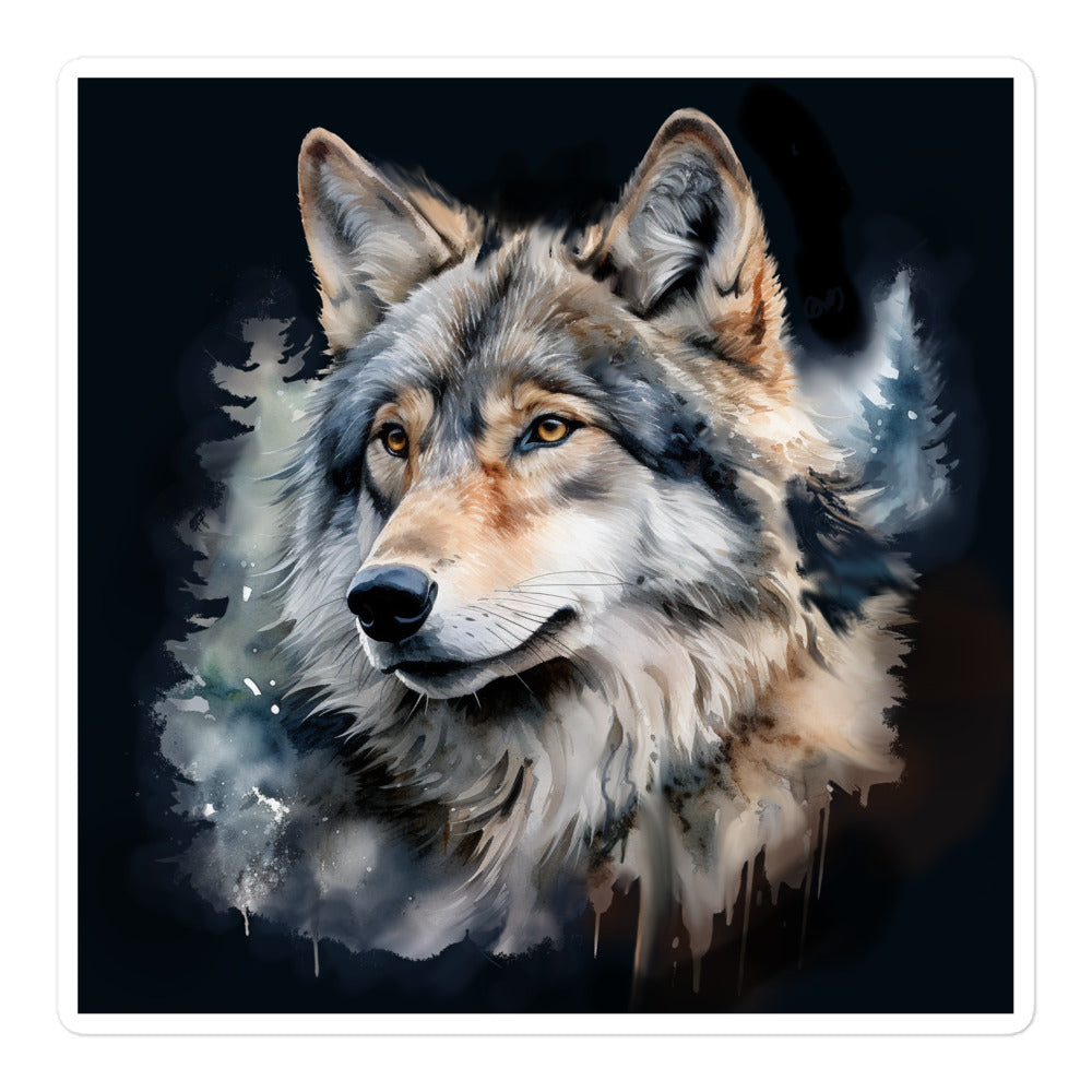 Bubble-free stickers Watercolor Wolf 03