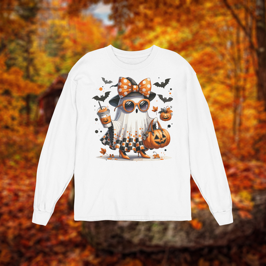 Unisex Long Sleeve Tee "Ready for Treats" Boogee Ghost Halloween BC3501