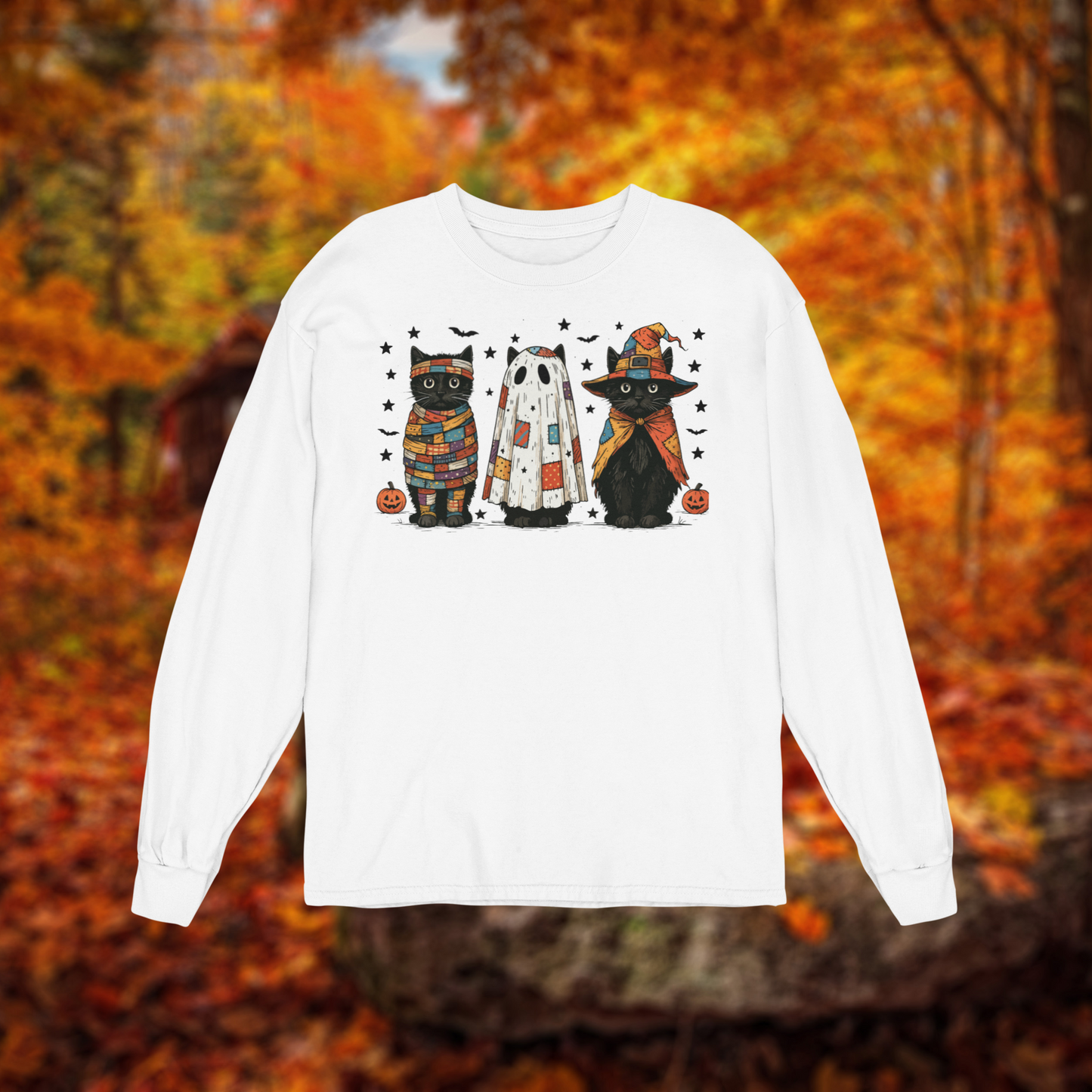 Unisex Long Sleeve Tee "Patchwork Black Cats" BC3501