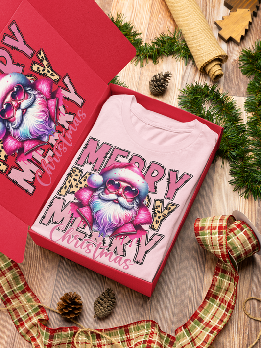 Women's Relaxed T-Shirt Pink Santa