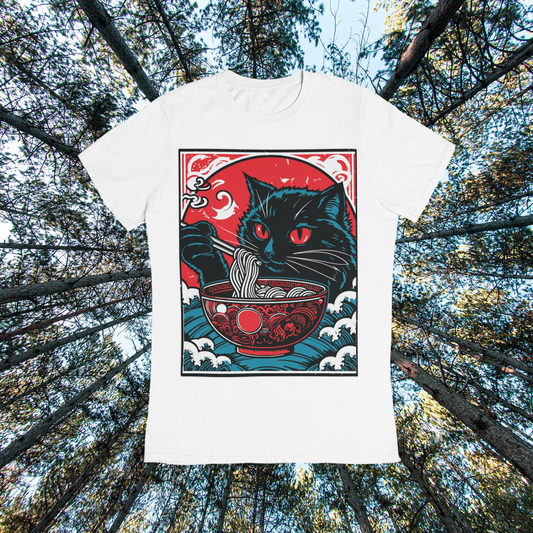 Unisex classic tee "Ramen Kitty" Oriental Ocean & Red