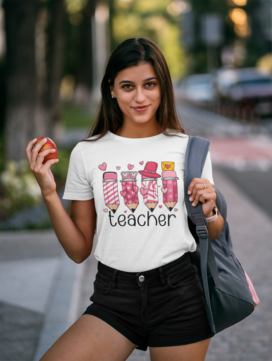 Unisex classic tee  "Teacher with Pencils & Hearts"