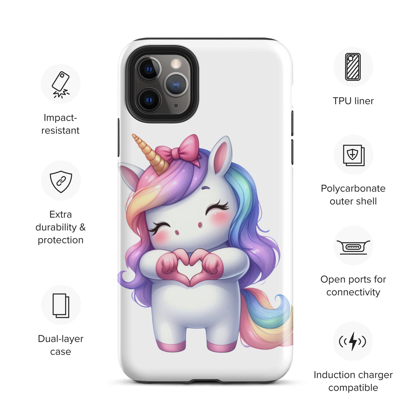 Unicorn with "Heart Hands" Tough Case for iPhone®