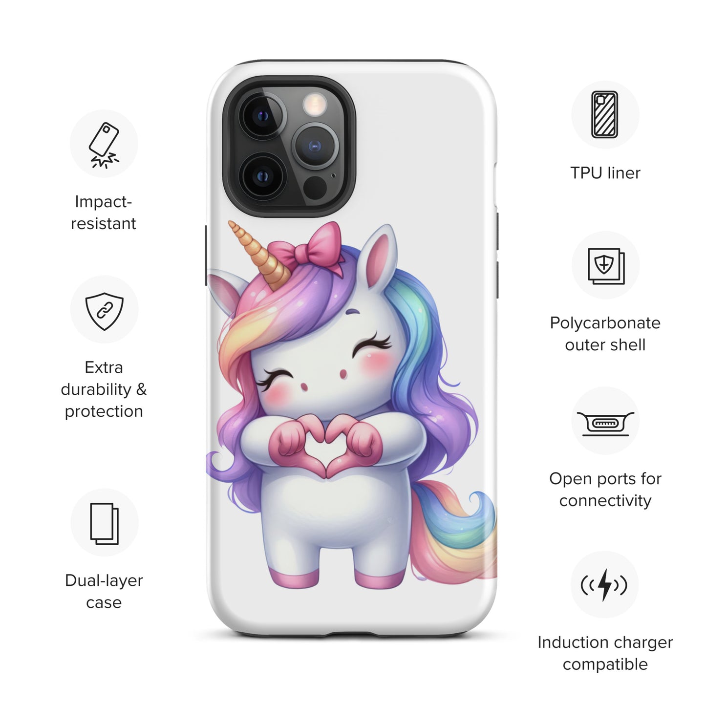 Unicorn with "Heart Hands" Tough Case for iPhone®
