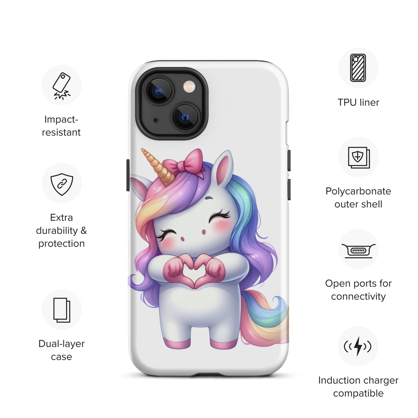 Unicorn with "Heart Hands" Tough Case for iPhone®