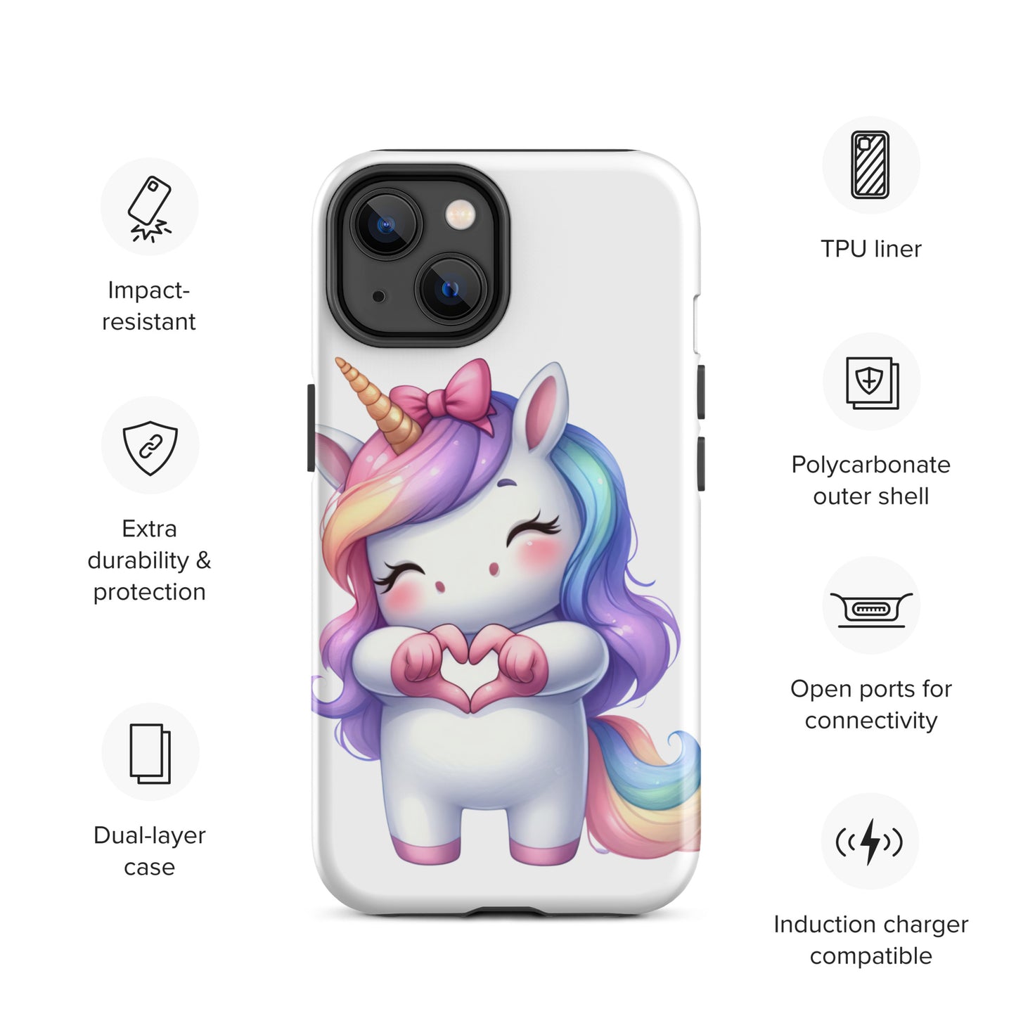 Unicorn with "Heart Hands" Tough Case for iPhone®