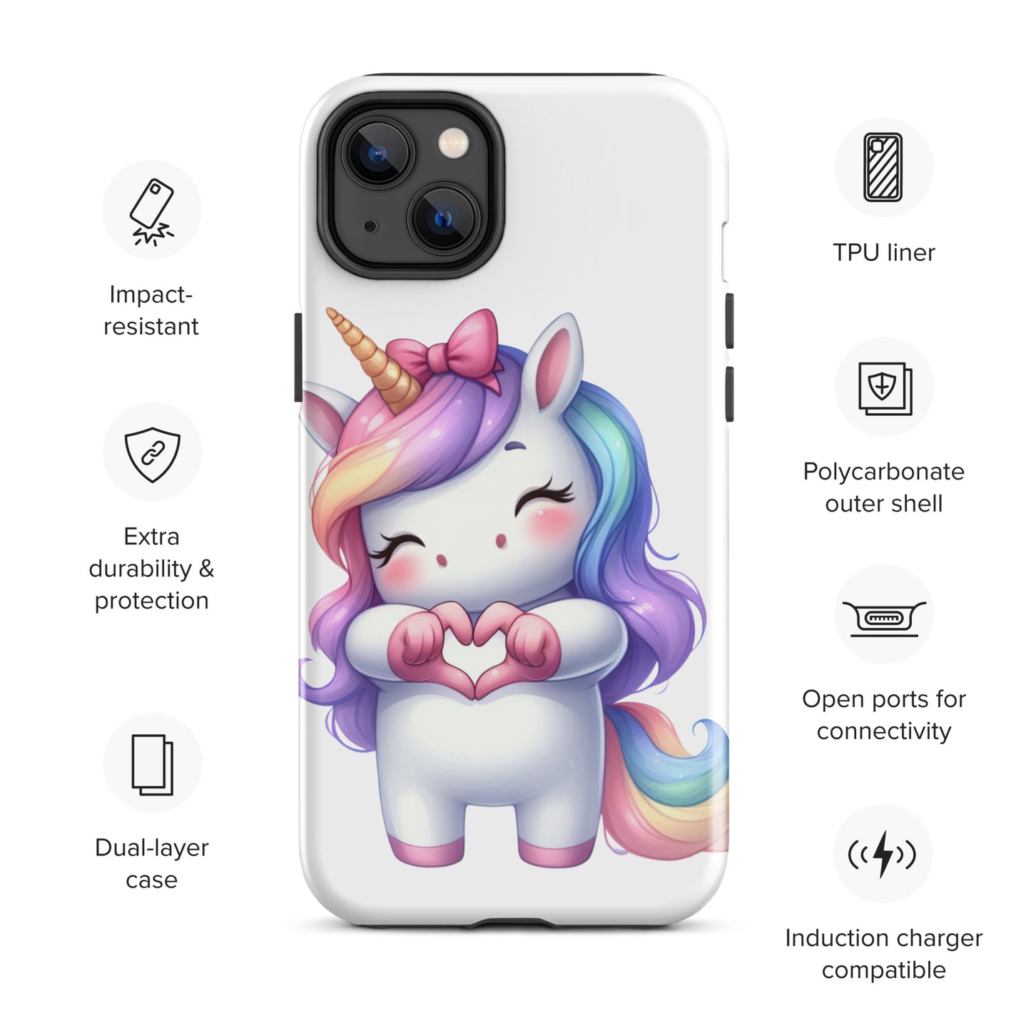 Unicorn with "Heart Hands" Tough Case for iPhone®