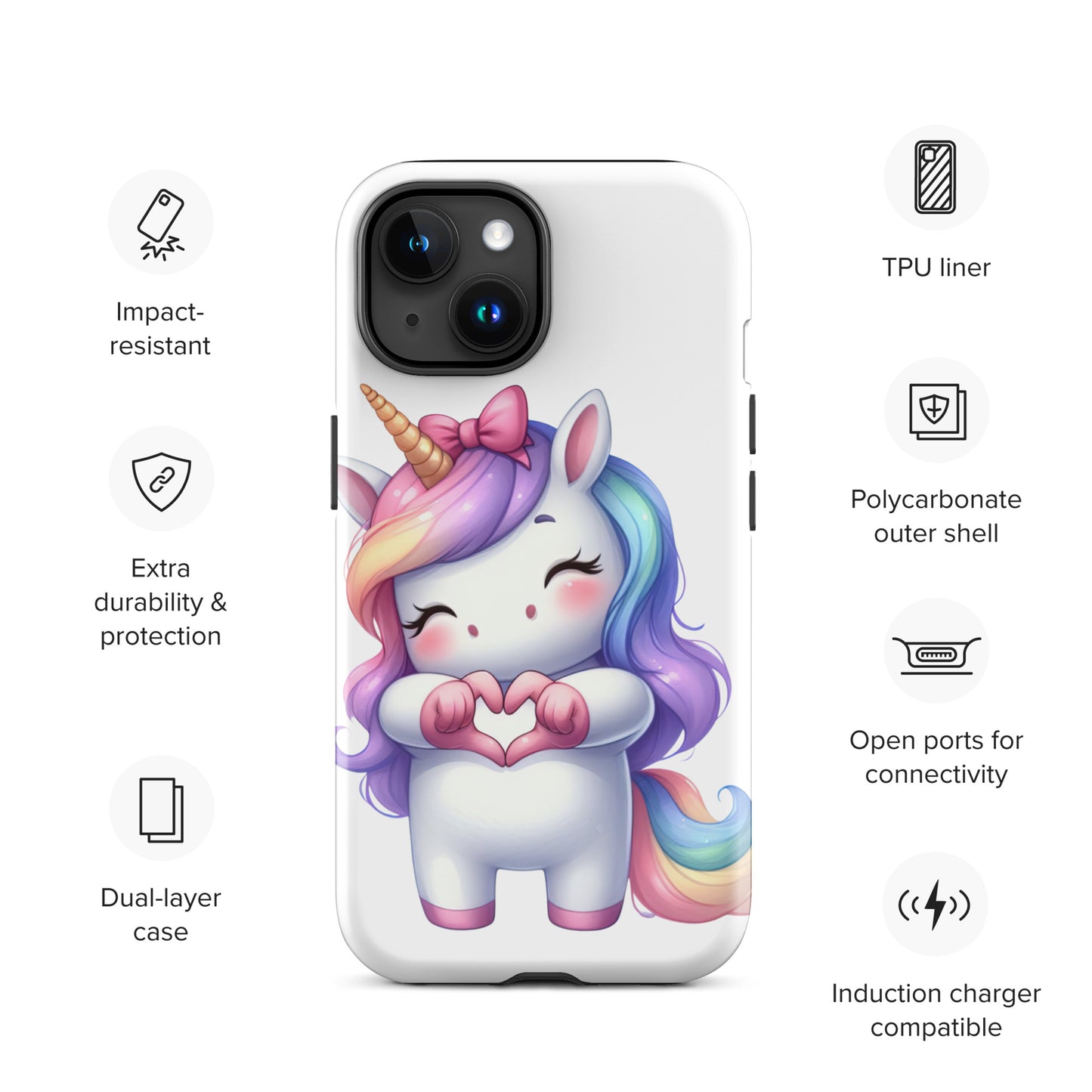 Unicorn with "Heart Hands" Tough Case for iPhone®