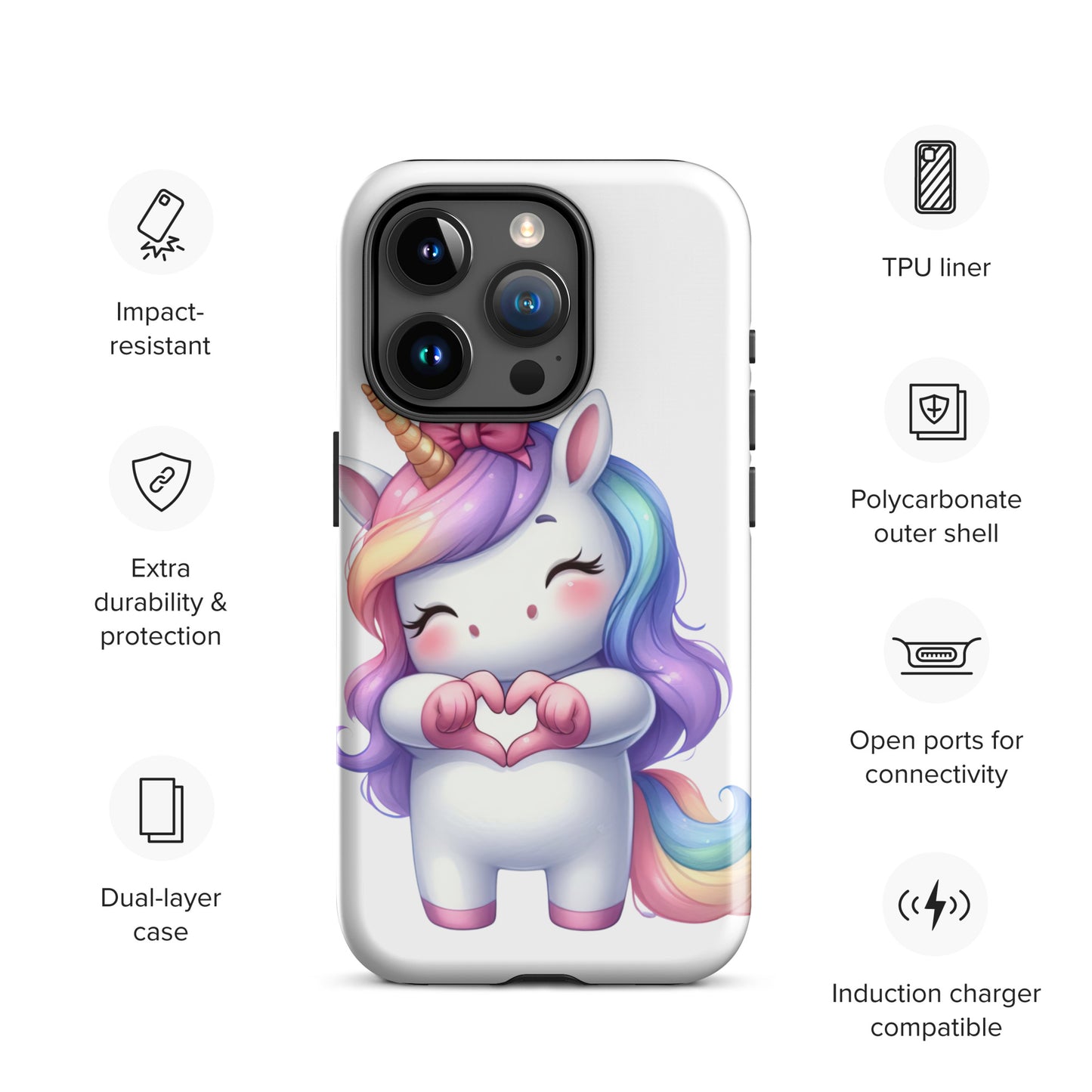 Unicorn with "Heart Hands" Tough Case for iPhone®