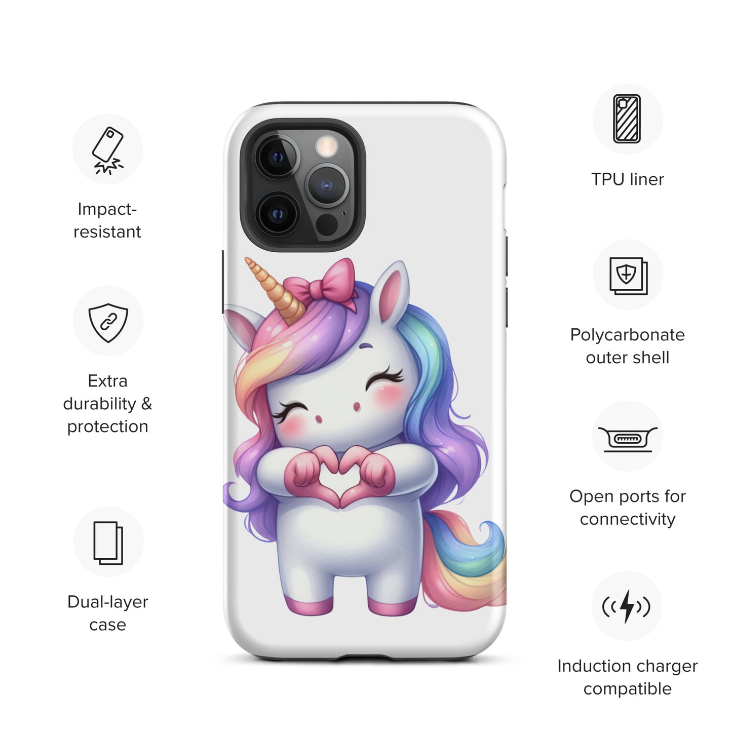 Unicorn with "Heart Hands" Tough Case for iPhone®