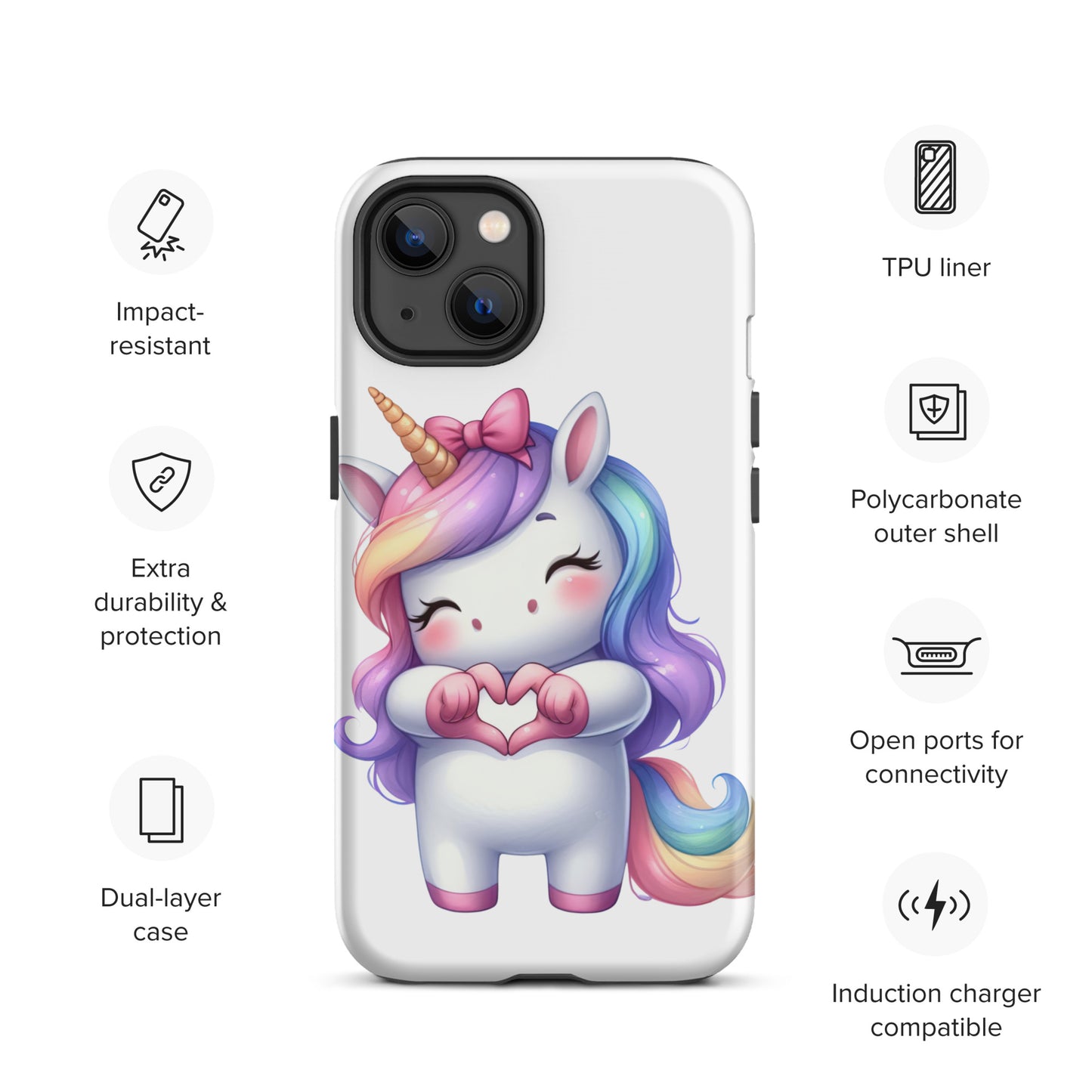 Unicorn with "Heart Hands" Tough Case for iPhone®