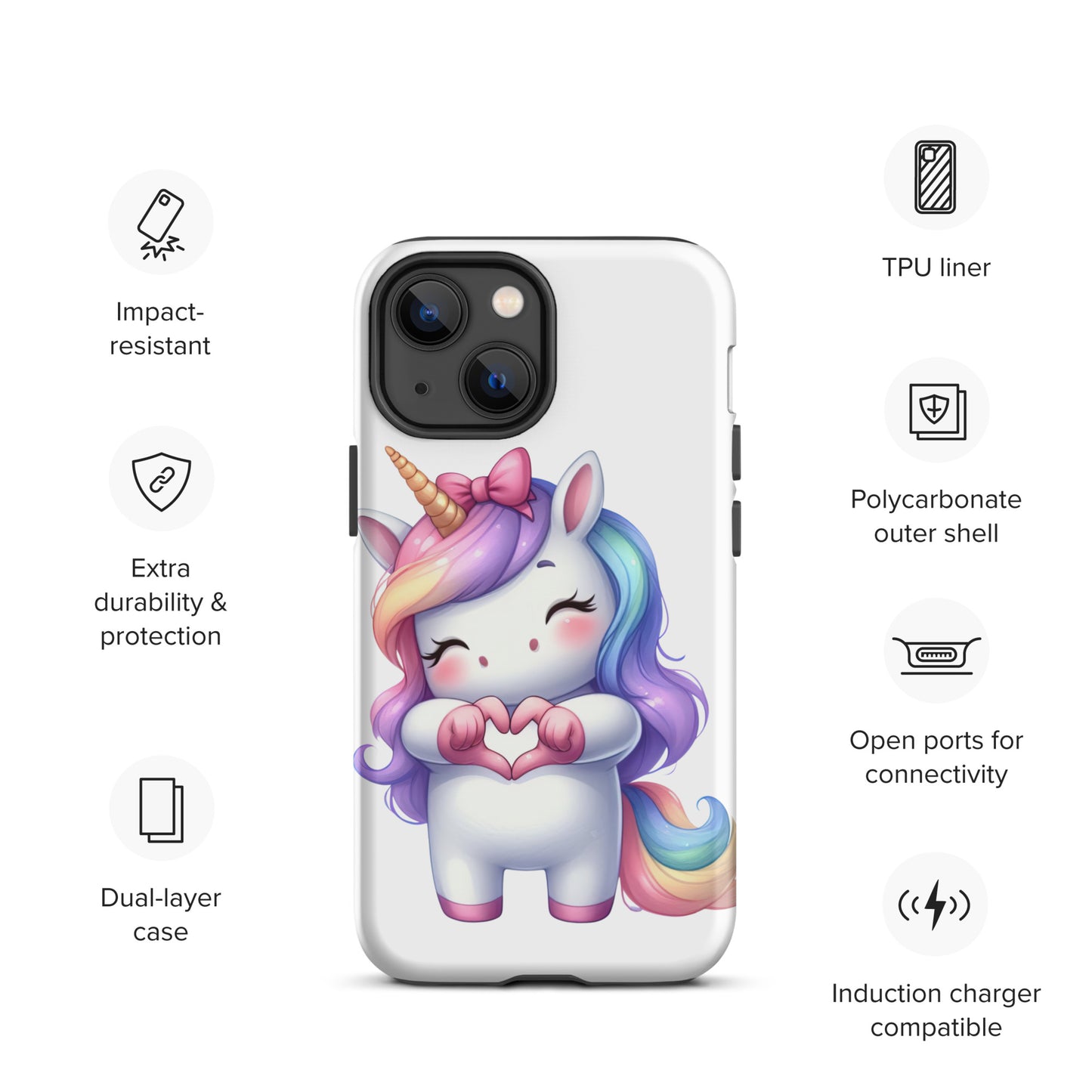 Unicorn with "Heart Hands" Tough Case for iPhone®