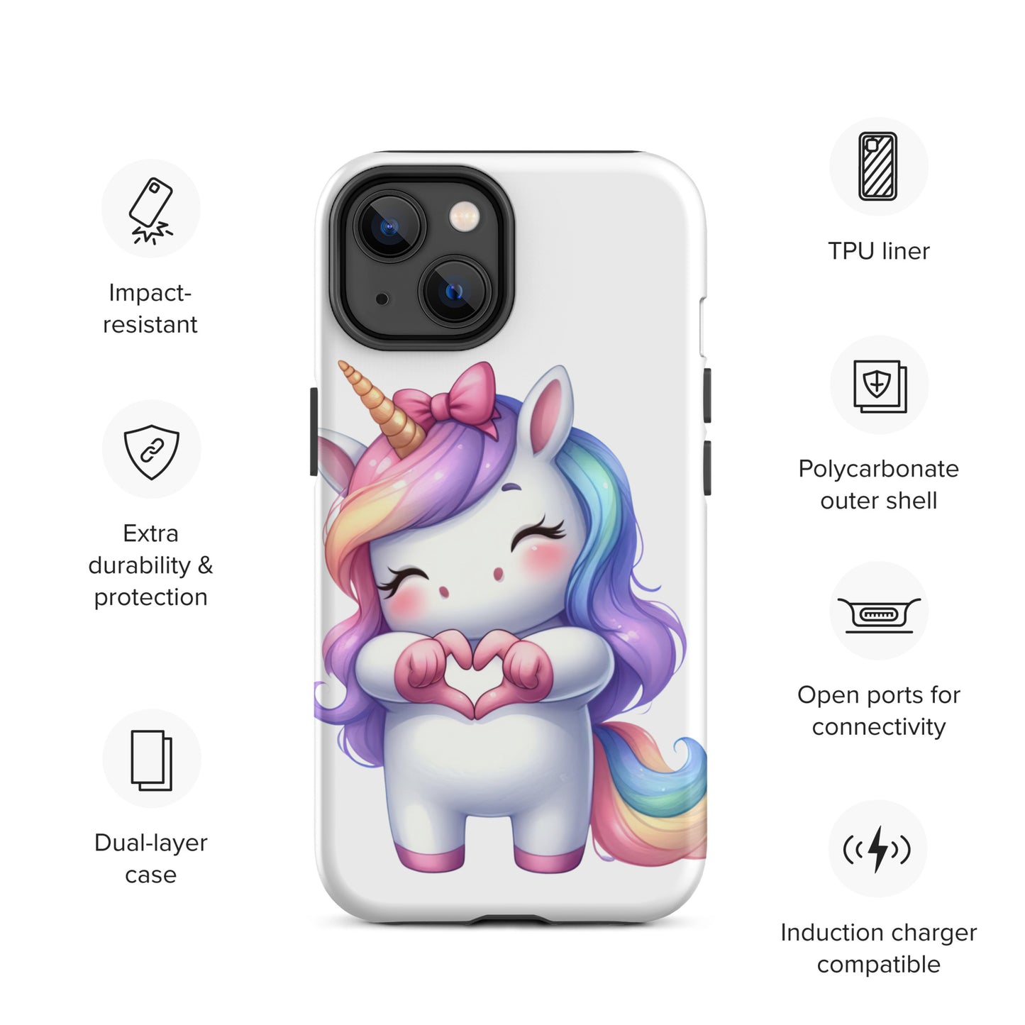 Unicorn with "Heart Hands" Tough Case for iPhone®