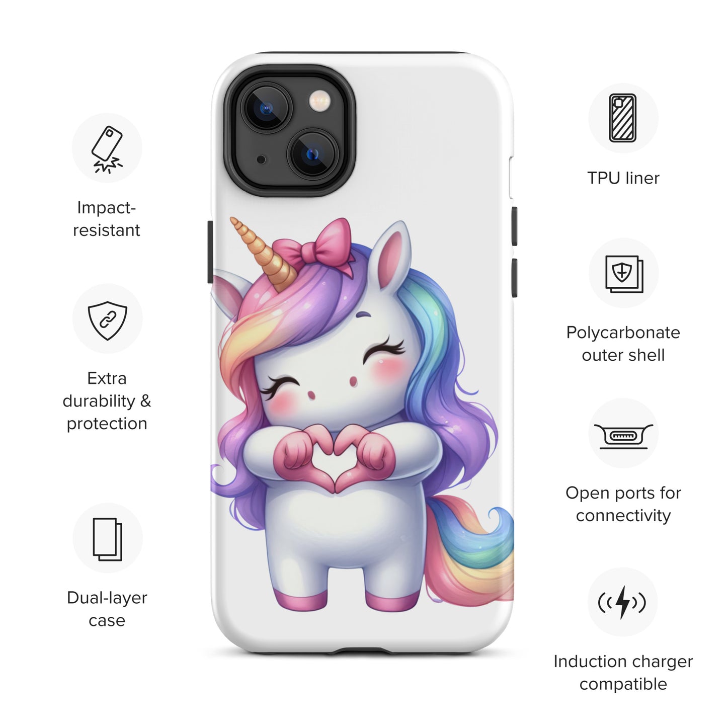 Unicorn with "Heart Hands" Tough Case for iPhone®