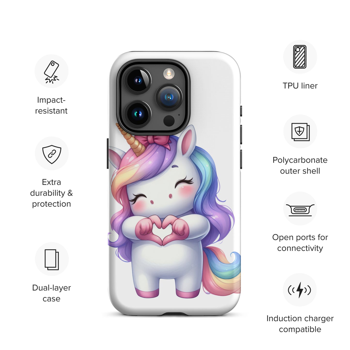 Unicorn with "Heart Hands" Tough Case for iPhone®
