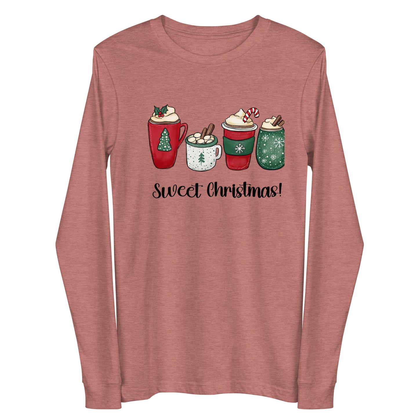 Sweet Christmas Hot Chocolate - Unisex Long Sleeve Tee LIght Colors