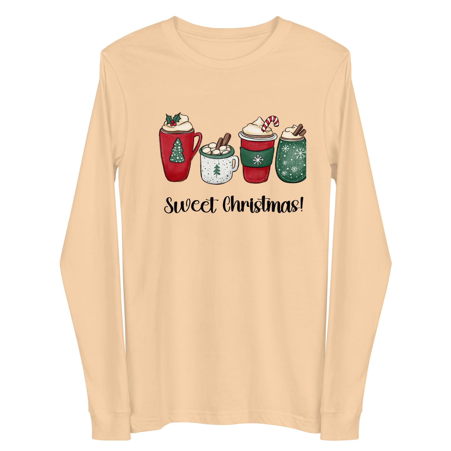 Sweet Christmas Hot Chocolate - Unisex Long Sleeve Tee LIght Colors