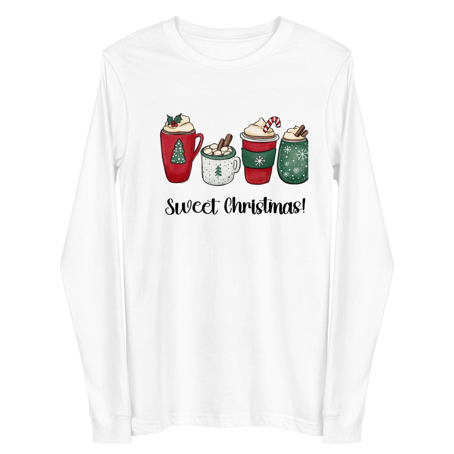 Sweet Christmas Hot Chocolate - Unisex Long Sleeve Tee LIght Colors