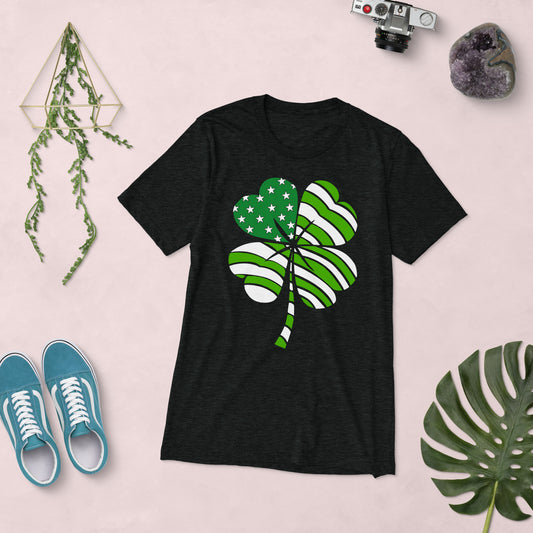 St. Patrick's, Patriotic, 4-Leaf Clover, Unisex Short Sleeve, T-shirt