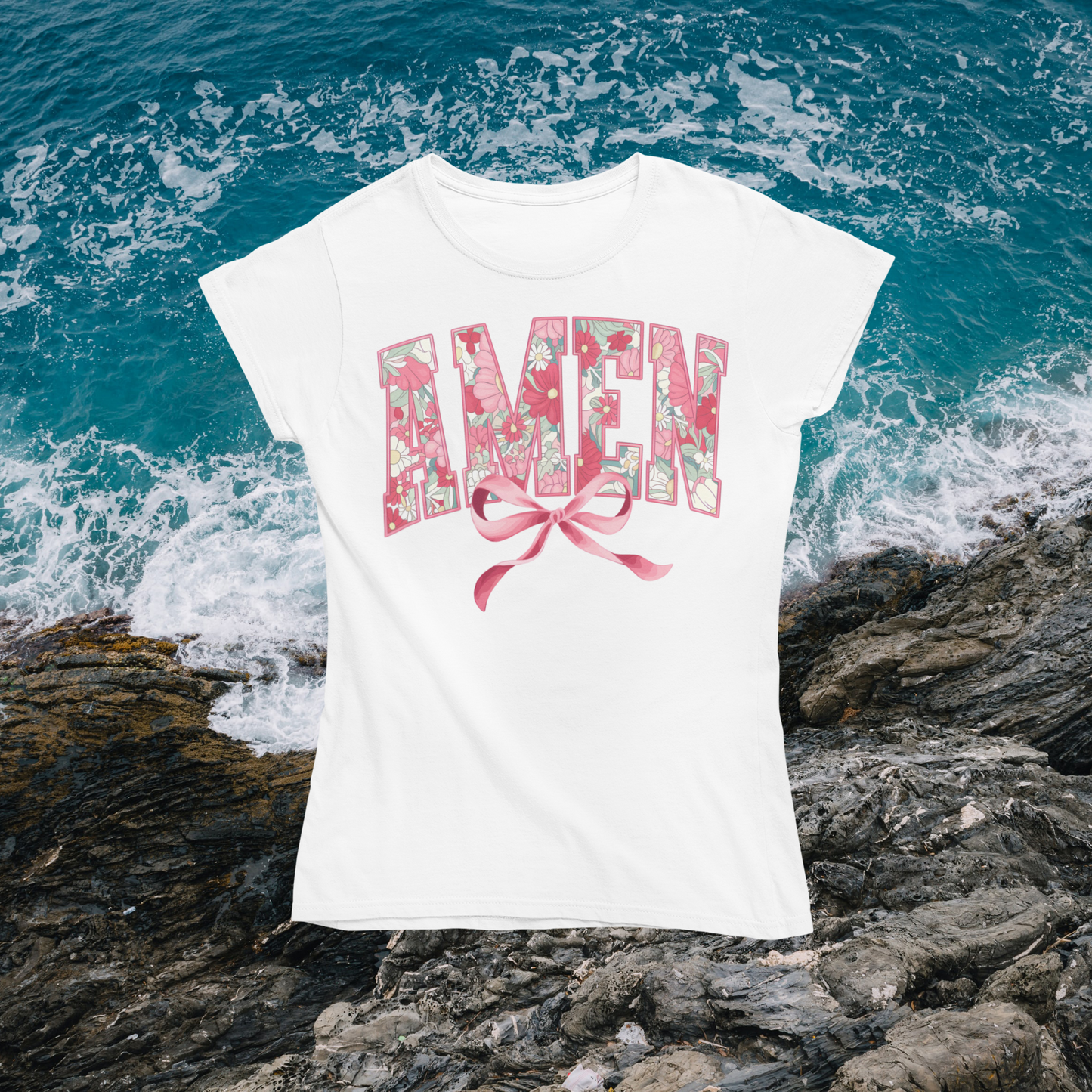 Unisex classic tee Easter "AMEN Flowers & Bow"