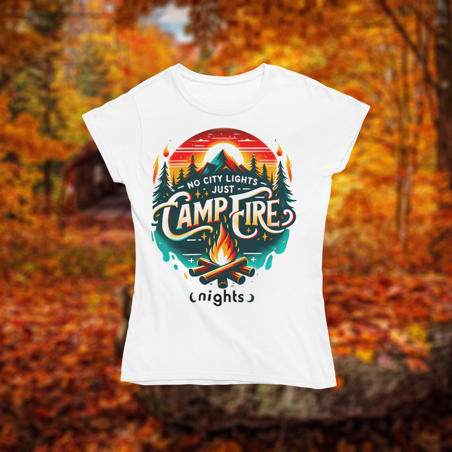 Softstyle Unisex T-Shirt "No City Lights, Just Camprfire Nights"