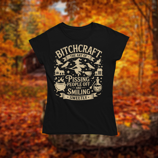 Short-Sleeve Unisex T-Shirt "Bitchcraft in Yellow" for Halloween Gildan Softstyle 64000