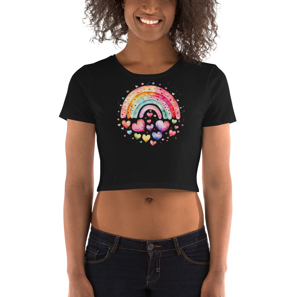 Women’s Crop Tee "Rainbows & Hearts" Falling Hearts