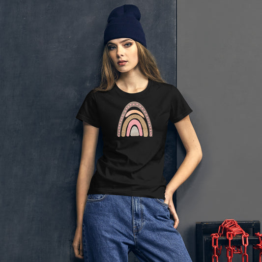 Women's Short Sleeve T-Shirt "Rainbows & Hearts" Beige
