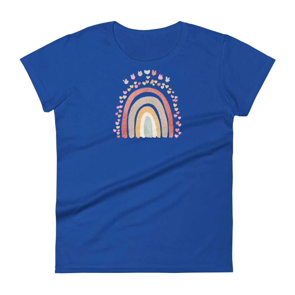 Women's Short Sleeve T-Shirt - "Rainbows & Hearts"  Spring