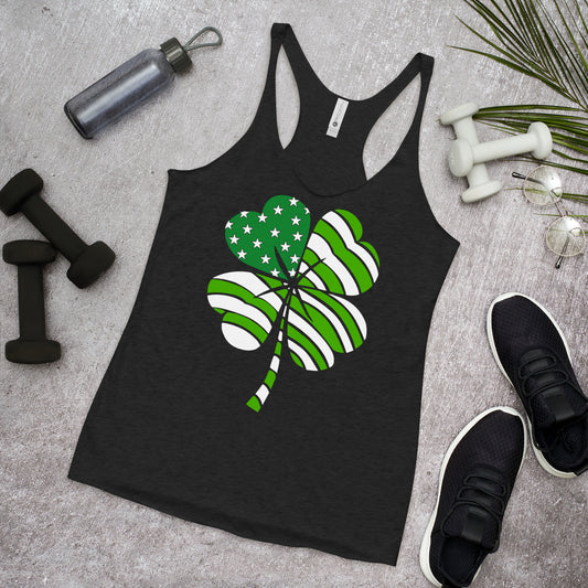 St. Patrick's, Patriotic, 4-Leaf Clover; Women's Racerback Tank