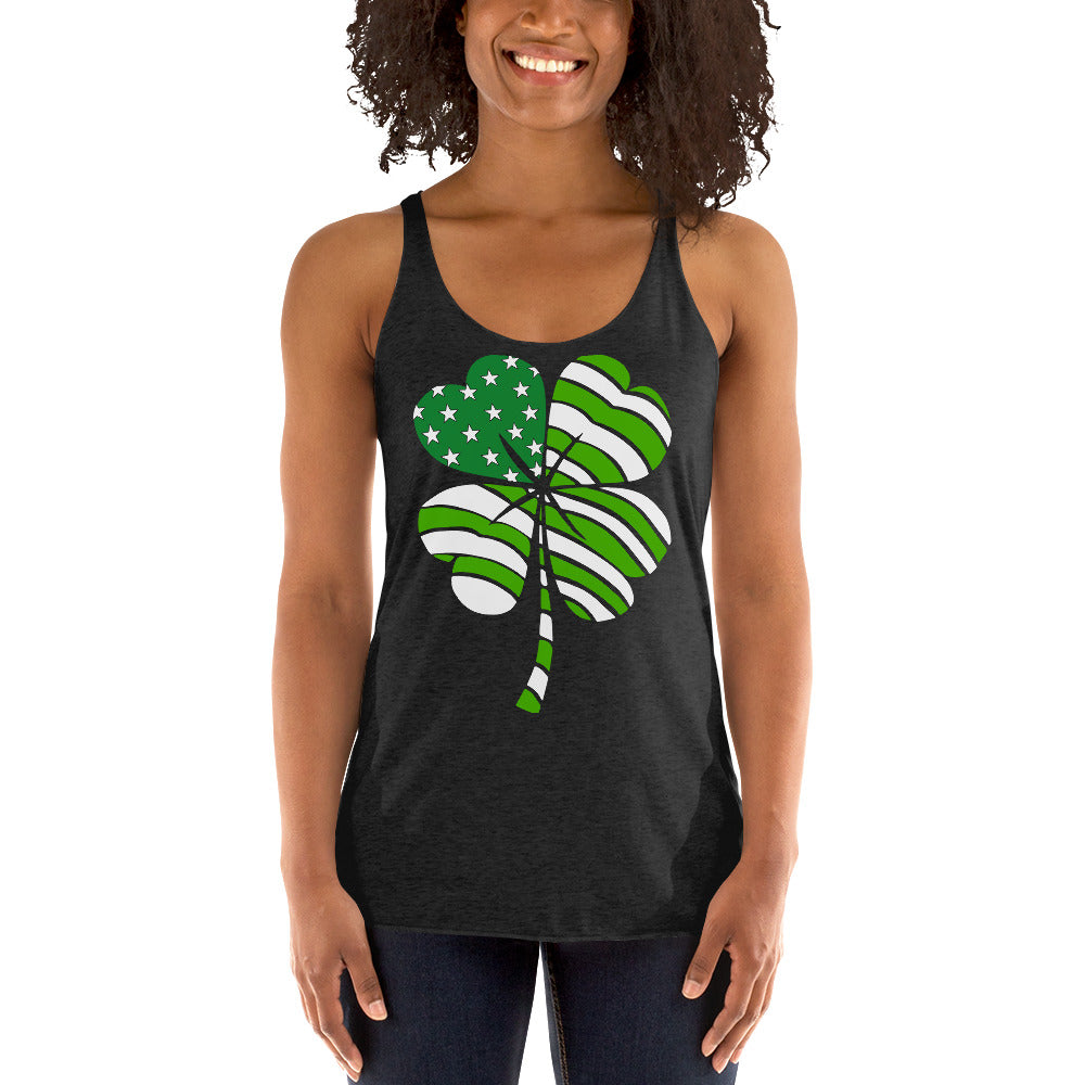 St. Patrick's, Patriotic, 4-Leaf Clover; Women's Racerback Tank