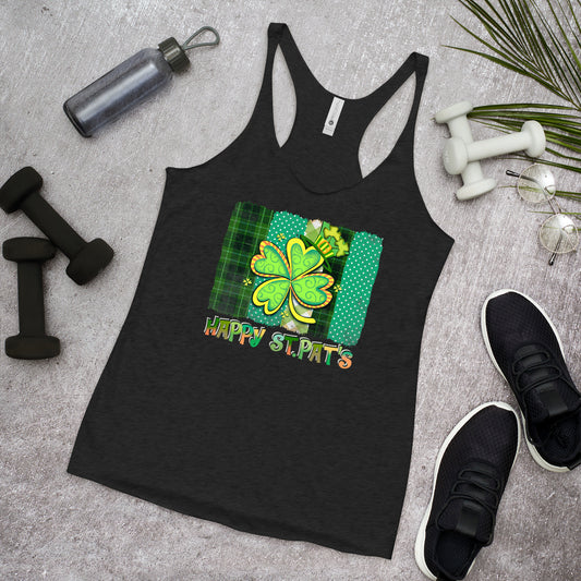 St. Patrick's, Happy St. Pat's, Women's Racerback Tank